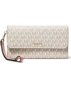 Michael Kors Michael Jet Set Medium Flap Double Zip Wristlet - Natural