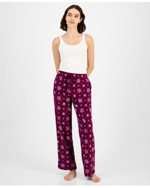 Charter Club Printed Fleece Pajama Pants - Red
