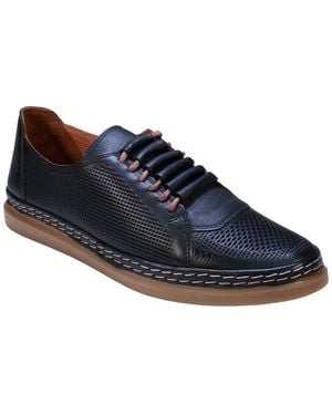Cools 21 Oscar Hidden Lace Perforated Leather Sneakers - Blue