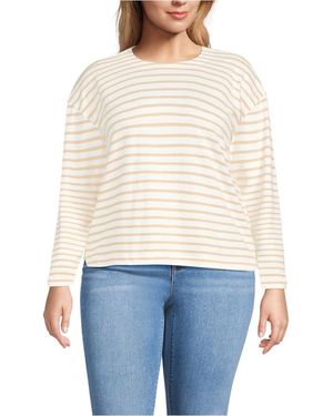 Lands' End Plus Size Long Sleeve Mariner Jersey Crewneck Tee - White