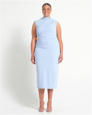 Estelle Plus Size Livia High-neck Midi Dress - Blue