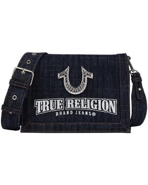TRUE RELIGION Bling Horseshoe Denim Messenger Bag - Black