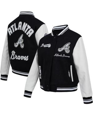 Pro Standard Atlanta Braves Cultivated Pearls Rib Wool Full-zip Varsity Jacket - Black
