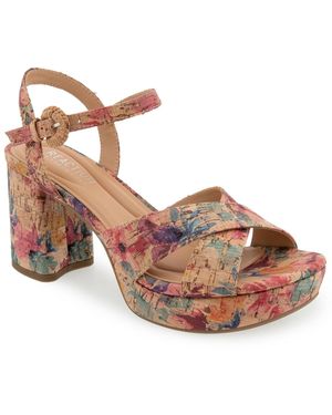 Kenneth Cole Reeva Platform Heeled Dress Sandals - Brown