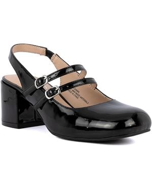 Sugar Gianni Block Heel Slingback Mary Jane Pumps - Black