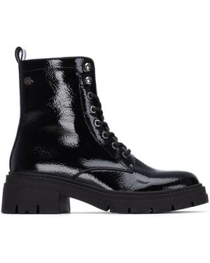 Xti Patent Leather Combat Booties By - Black