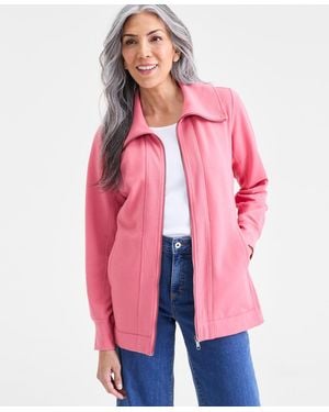 Style & Co. Zip-front Fleece Tunic - Red