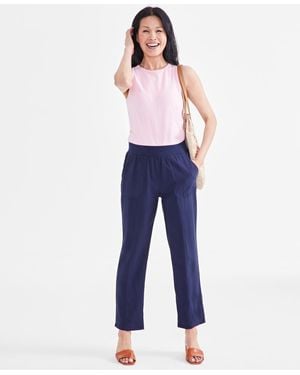 Style & Co. Mid-rise Pull On Straight-leg Ankle Pants - Blue