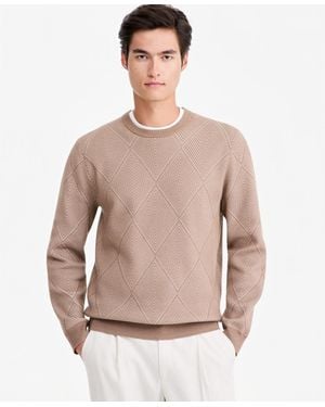 Alfani Criss-cross Jacquard Crewneck Sweater - Gray