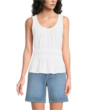 Lands' End Slub Rouched Tank Top - Blue