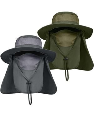 Piscifun Outdoor Sun Hat Wide Brim Upf 50+ Face Neck Flap Fishing Hiking Gardening - Green