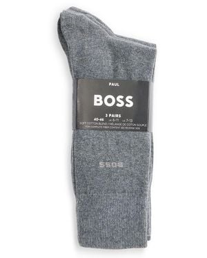 BOSS Combed Cotton-blend Crew Socks - Gray