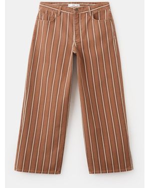 Mango Straight Striped Jeans - Brown