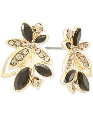 Lonna & Lilly Pave & Stone Leaf Stud Earrings - Metallic
