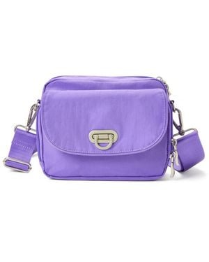 Baggallini Coastal Flip Lock Camera Bag Crossbody - Purple