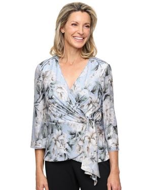 Alex Evenings Printed Sequin Blouse - White