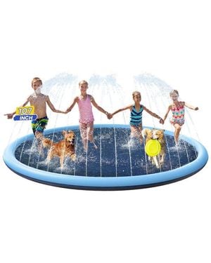 Aofar 107" Dog Splash Pad Sprinkler Pool Outdoor Water Play - Blue