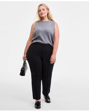 On 34th Solid Ponte Mid-rise Ankle Pants - Black