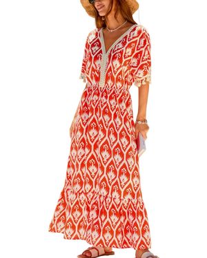 CUPSHE La Sunset Ornate Maxi Beach Dress - Red