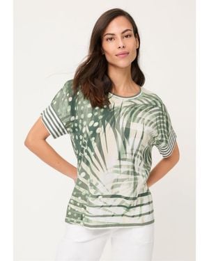 Olsen Abstract Palm Print T-shirt - Gray