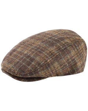 Scala Plaid Woven Ivy Cap - Brown