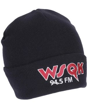 Stranger Things Wsqk Embroidery Navy Acrylic Yarn Standard Cuff Beanie - Blue