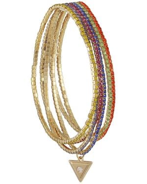 Guess Silver-tone 10-pc. Set Crystal Stretch Bracelets - Metallic