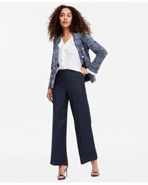 Tahari Wide-leg Mid-rise Denim Pants - Blue