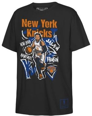 Mitchell & Ness Big Boys And Girls Jalen Brunson New York Knicks Chalked Up Player Name & Number T-shirt - Black