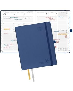 Gnuadz Pocket Planner 2026-2027 Academic Weekly Hourly Leather Cover - Blue
