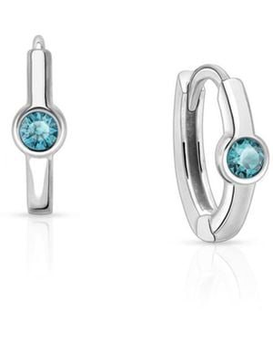Tiny Blessings Girl's Sterling Silver 9mm Birthstone huggie Hoops Earrings - White
