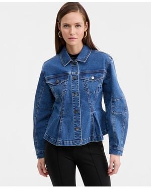BarIII Sculpted Denim Jacket - Blue