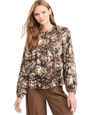 10 Crosby Derek Lam Viona Balloon-sleeve Floral-print Blouse - Brown