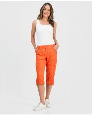 Style & Co. Petite Mid-rise Cargo Capri Pants - Orange