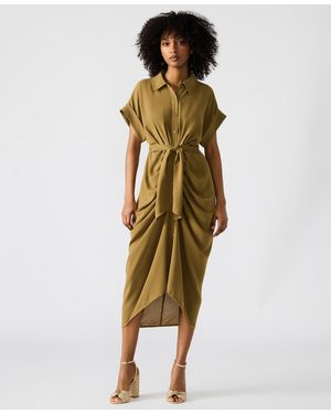Steve Madden Tori Tie-waist Short-sleeve Shirtdress - Green
