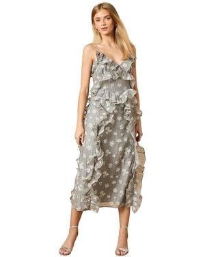 Oasis Ruffle Front V-neck Strappy Midi Dress - Natural