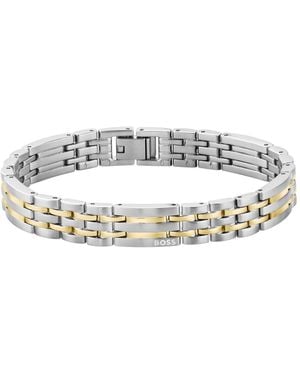 BOSS Men Wesley Stainless Steel Ionic Plated Thin Gold Steel Bracelet - Metallic