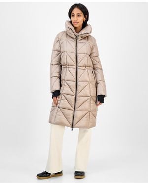 BCBGMAXAZRIA Quilted Thumbhole-cuff Puffer Coat - Natural