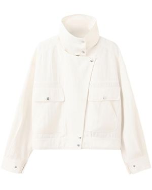 Mango Oversized Funnel-neck Bomber Jacket - White