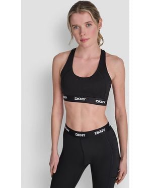 DKNY Balance Compression Logo Sports Bra - Black