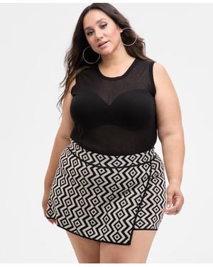 Nina Parker Trendy Plus Size Sheer Sweater-knit Tank - Black