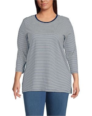 Lands' End Plus Size 3/4 Sleeve Cotton Supima Tunic - Gray