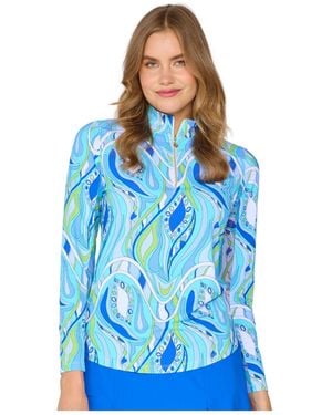 G Lifestyle Clothing G Lifestyle Long Sleeve Mock Neck Top - Blue