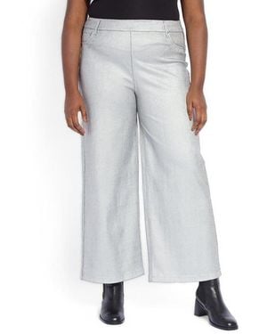Lyssé Plus Size Metallic Coated Wide-leg Denim Curvy - Black