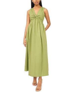 Msk V-neck Knot Bust Maxi Dress - Green
