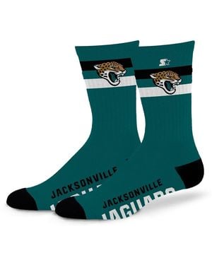 Starter And Jacksonville Jaguars Team Color Two-stripe Crew Socks - Green