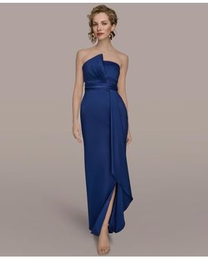 Donna Karan Asymmetric Twist Strapless Gown - Blue
