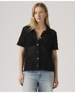 Levi's Susanna Floral Crochet Collared Cotton Shirt - Black
