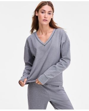 ID Ideology Brushed Rib V-neck Sweater - Gray