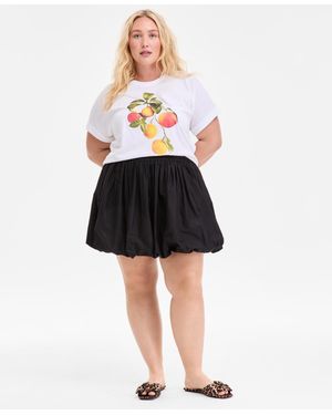 On 34th Trendy Plus Size Cotton Pull-on Bubble Skirt - Black